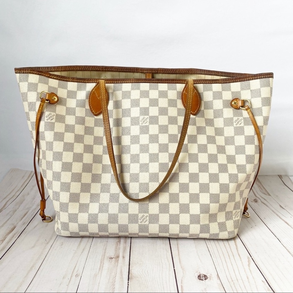 Authentic Louis Vuitton Damier Azur Neverfull MM Bag